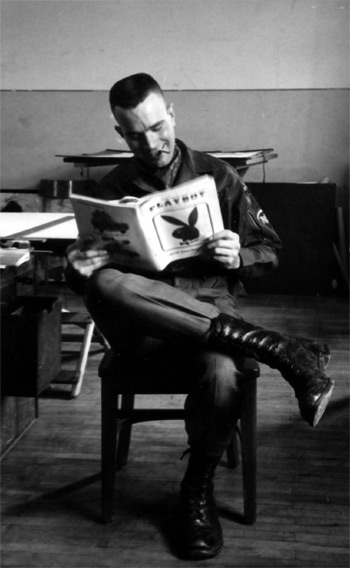 My dad, reading Playboy.