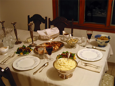 the dinner table at Thanksgiving 2005